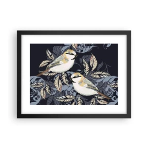 Poster in cornice nera - Cinguettio oro e blu - 40x30 cm