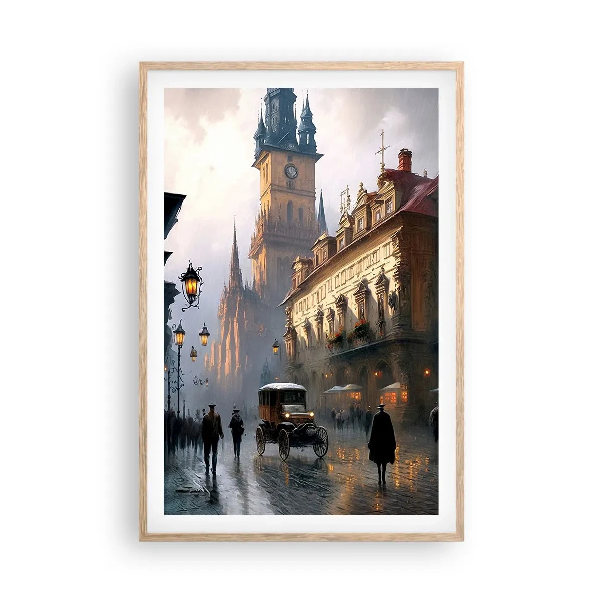 Poster in cornice rovere chiaro - Il fascino delle sere di Praga - 61x91 cm