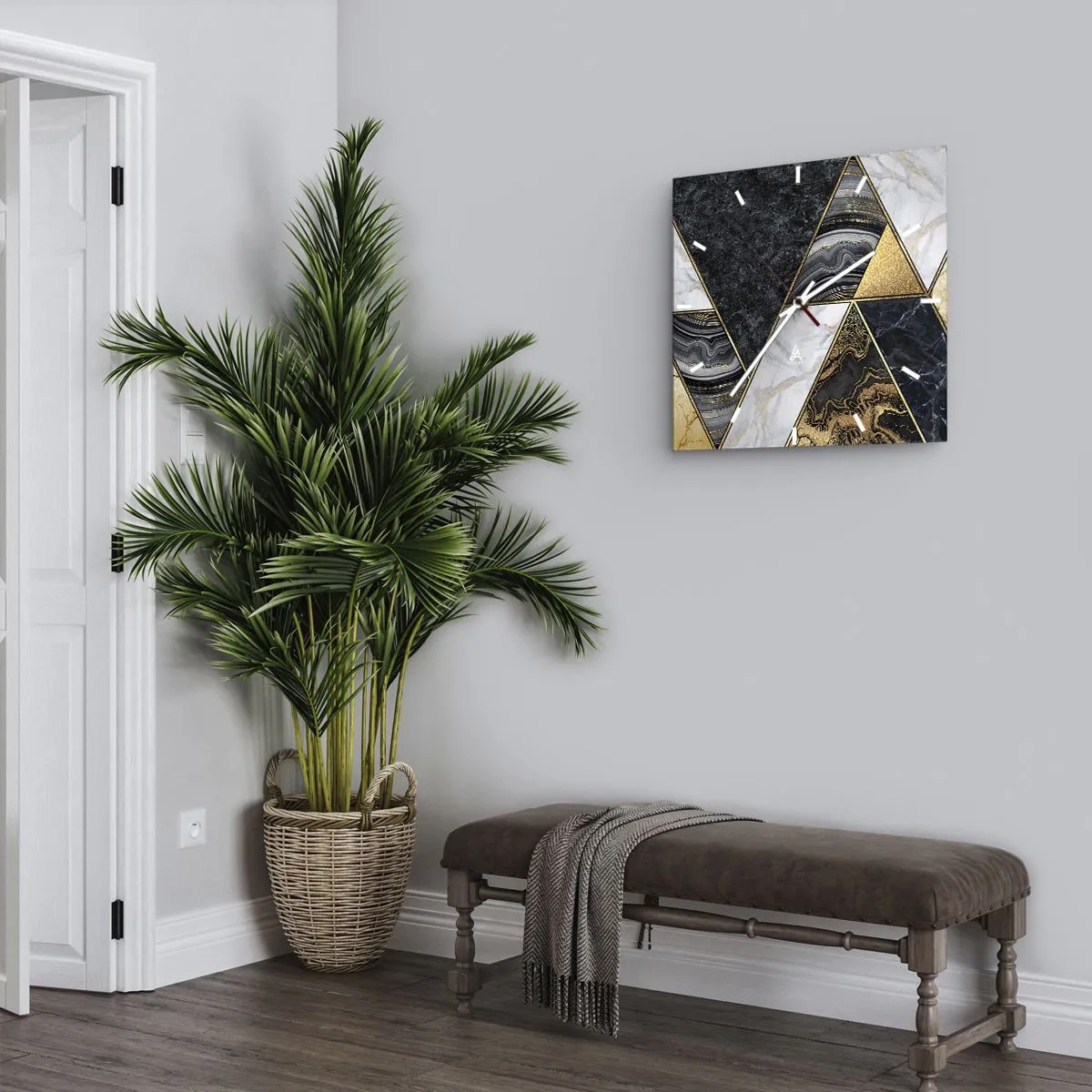 Orologio da parete - Orologio in Vetro - Pietra su pietra - 30x30 cm