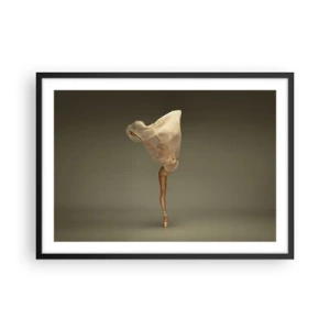 Poster in cornice nera - Una ballerina che fluttua nell'aria con il tessuto - 70x50cm - Adesso vola via - Decorazione murale moderna per soggiorno e camera da letto ARTTOR