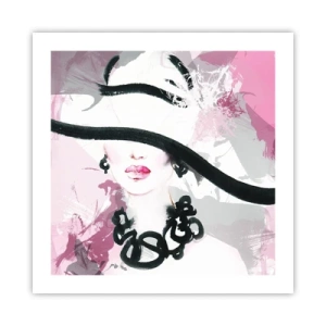 Poster - Ritratto di donna in nero e rosa - 50x50 cm
