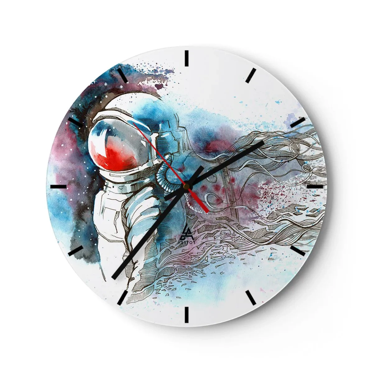 Orologio da parete - Orologio in Vetro - Da solo nel cosmo - 40x40 cm
