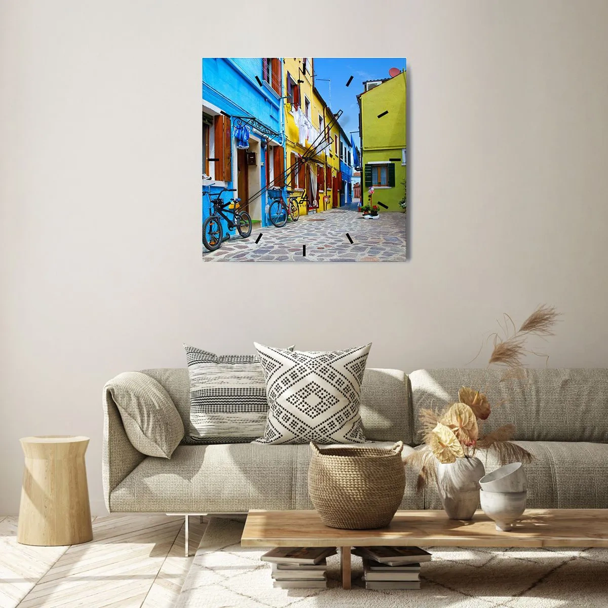 Orologio da parete - Orologio in Vetro - Un dolce angolo color pastello - 30x30 cm