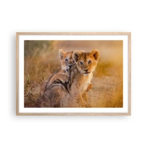 Poster in cornice rovere chiaro - Non disturbare! Giochiamo - 70x50 cm