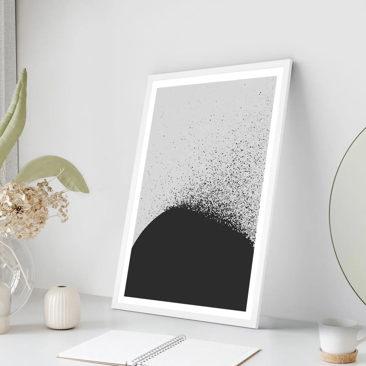 Poster in cornice bianca - Il movimento delle particelle - 30x40 cm