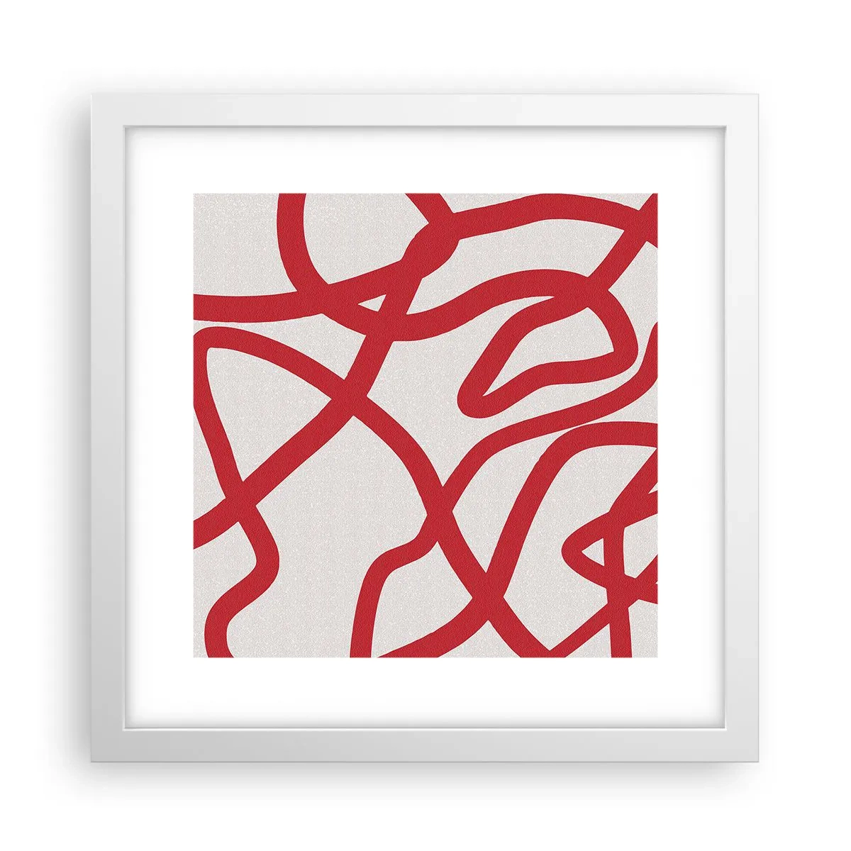 Poster in cornice bianca - Rosso su bianco - 30x30 cm