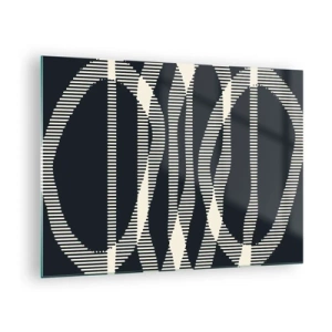 Quadro su vetro - Linee geometriche nei toni del nero e del beige - 70x50cm - Tentativo di rompere l'oscurità - Decorazione murale moderna per soggiorno e camera da letto ARTTOR