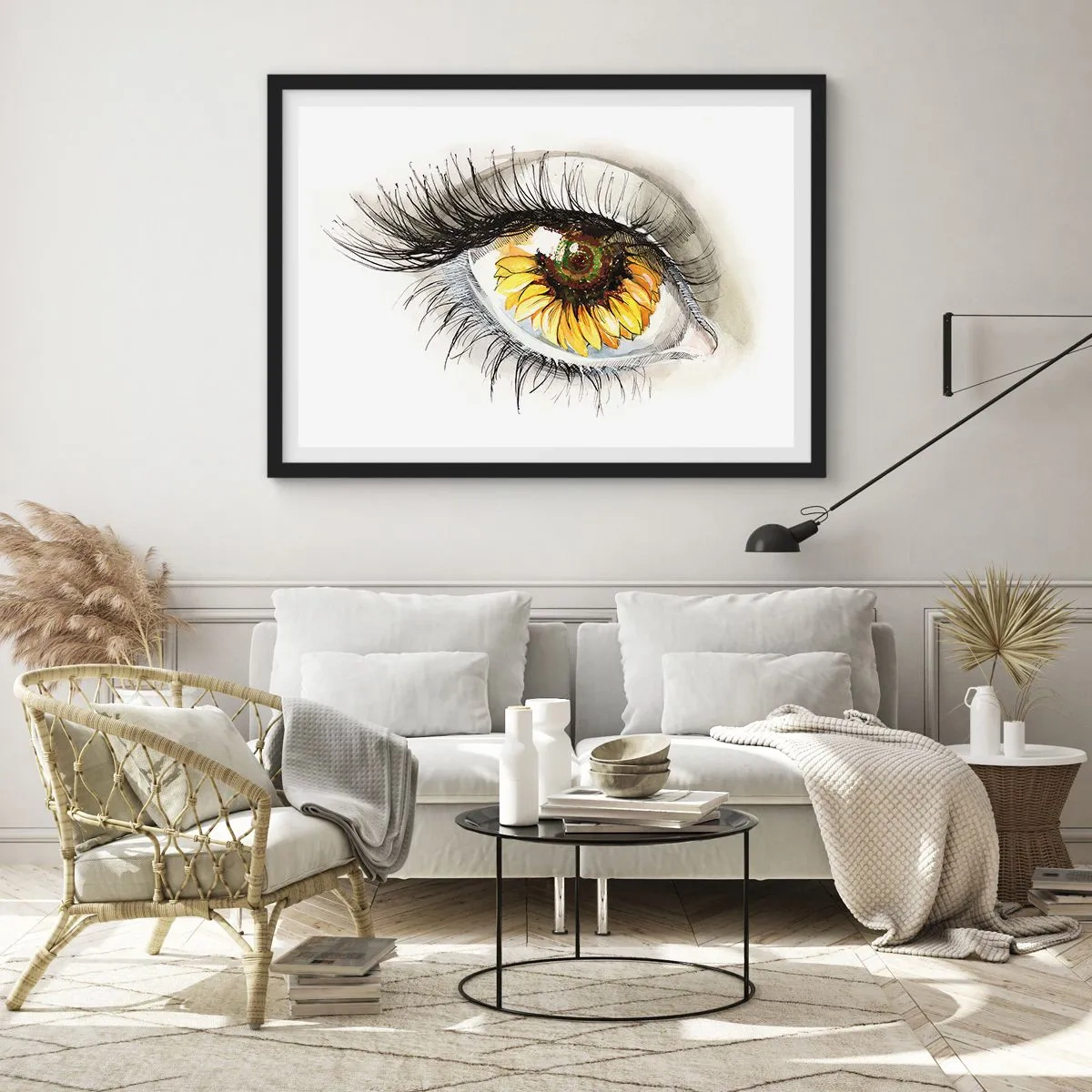 Poster in cornice nera - Uno sguardo caldo come l'estate - 50x40 cm