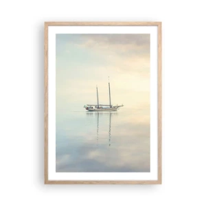 Poster in cornice rovere chiaro - Silenzio in mare - 50x70 cm