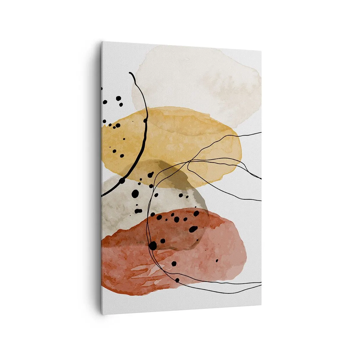 Quadro su tela - Stampe su Tela - Macchie astratte nei toni del beige, giallo e rosso - 80x120cm - Come aria leggera e trasparente - Decorazione murale moderna per soggiorno e camera da letto ARTTOR