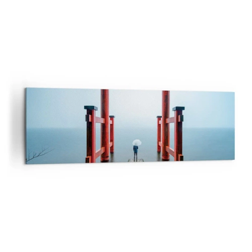 Quadro su tela - Stampe su Tela - Un cancello torii che si affaccia su un tranquillo lago in Giappone - 160x50cm - Meditazione giapponese - Decorazione murale moderna per soggiorno e camera da letto ARTTOR