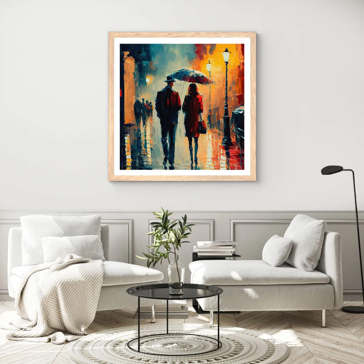 Poster in cornice rovere chiaro - Love story cittadina - 40x40 cm