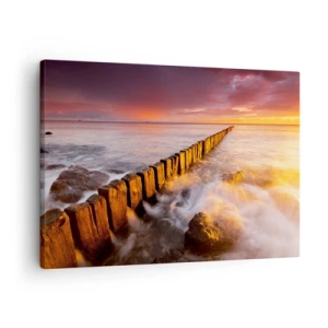 Quadro su tela - Stampe su Tela - Un paesaggio pittoresco in riva al mare al tramonto - 70x50cm - La mitezza delle onde - Decorazione murale moderna per soggiorno e camera da letto ARTTOR