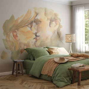 Fotomurali Autoadesivo Deluxe Sticker - Sarà l'anima gemella? - Coppia innamorata, Bacio, Pezzo - 150x105 cm