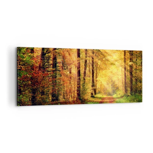 Quadro su tela - Stampe su Tela - Il silenzio d'oro del bosco - 100x40 cm