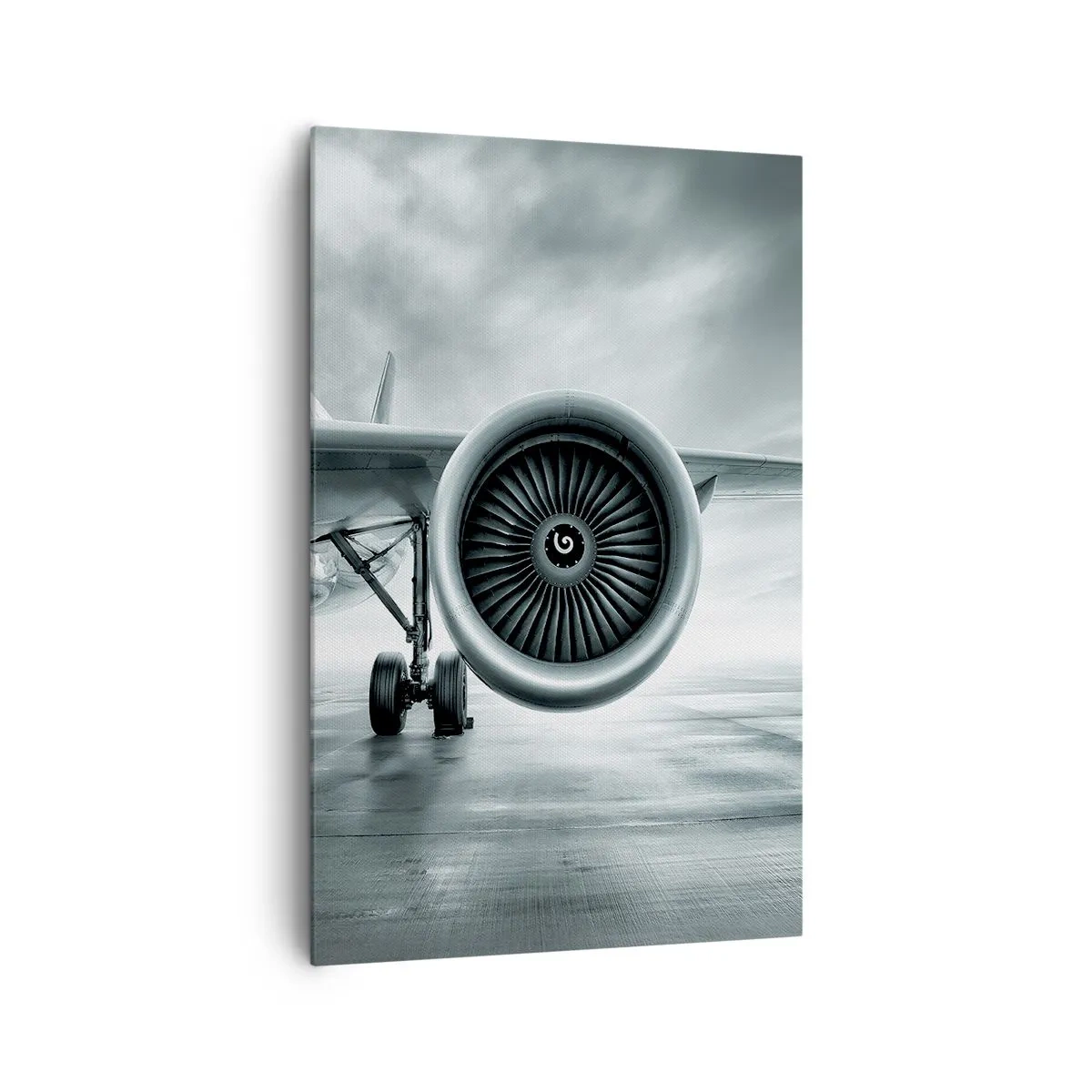 Quadro su tela - Stampe su Tela - Il motore a reazione di un aereo sulla pista - 80x120cm - C'è la forza! - Decorazione murale moderna per soggiorno e camera da letto ARTTOR