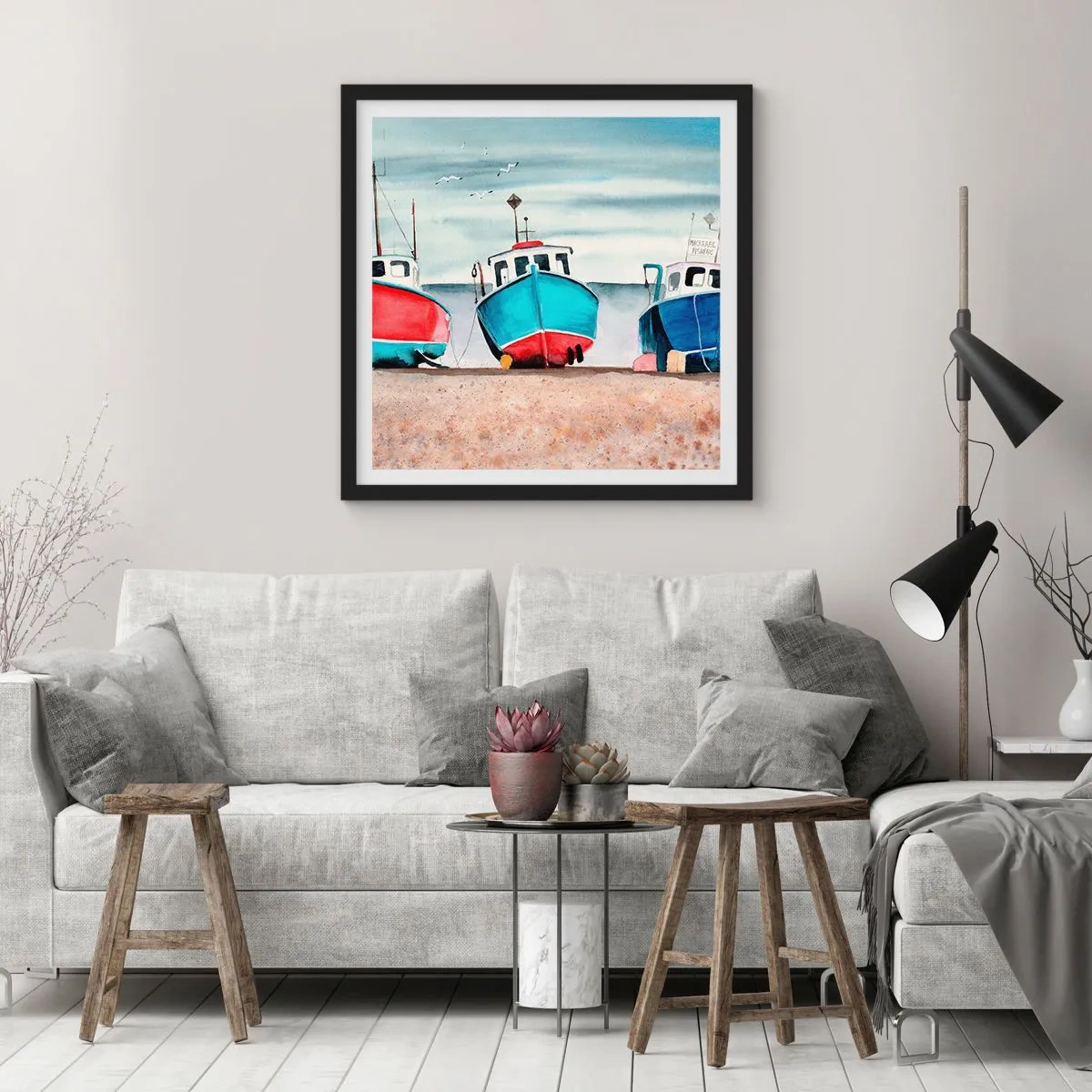 Poster in cornice nera - Pronte alla pesca - 30x30 cm