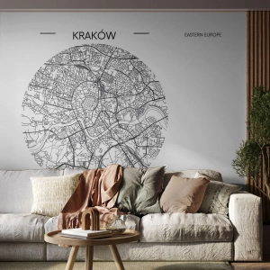 Fotomurale su misura Premium Sand - Anatomia di Cracovia - Carta geografica, Cracovia, Polonia