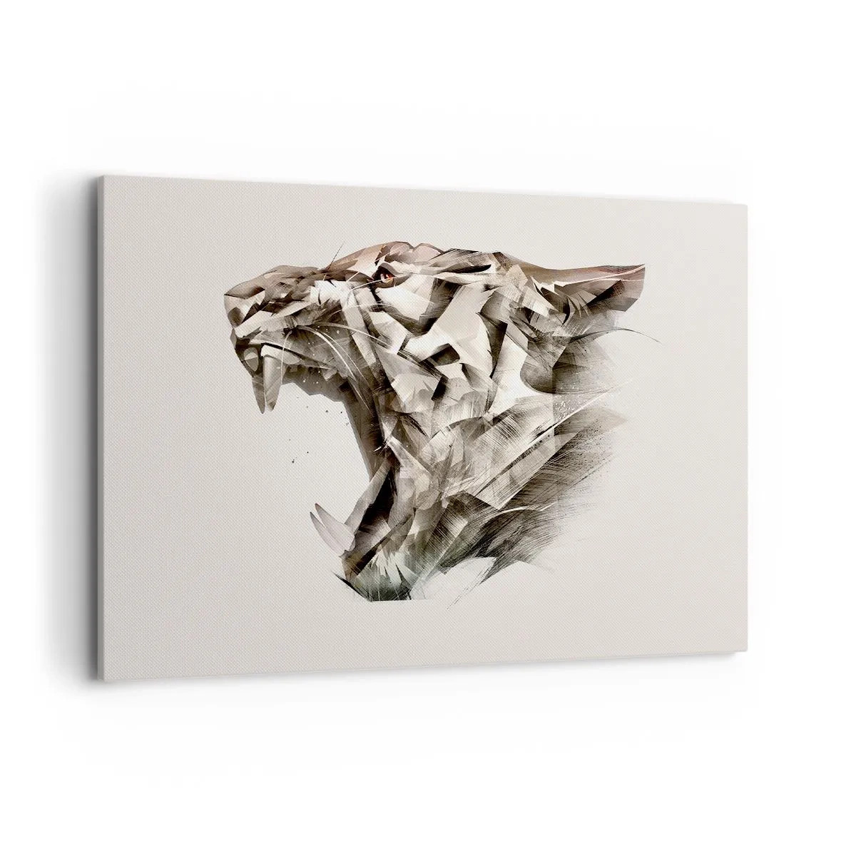 Quadro su tela - Stampe su Tela - Immagine astratta di una tigre nei toni del beige - 100x70cm - Sai chi comanda - Decorazione murale moderna per soggiorno e camera da letto ARTTOR