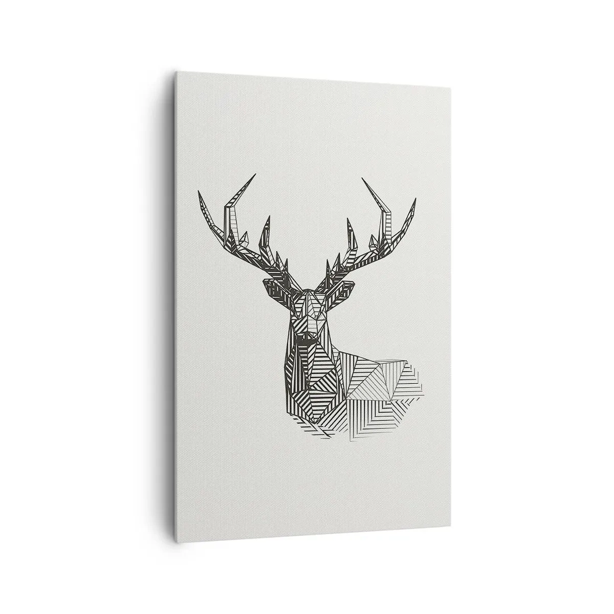 Quadro su tela - Stampe su Tela - Immagine geometrica di un cervo in stile minimalista in bianco e nero - 80x120cm - Cervo in stile cubista - Decorazione murale moderna per soggiorno e camera da letto ARTTOR