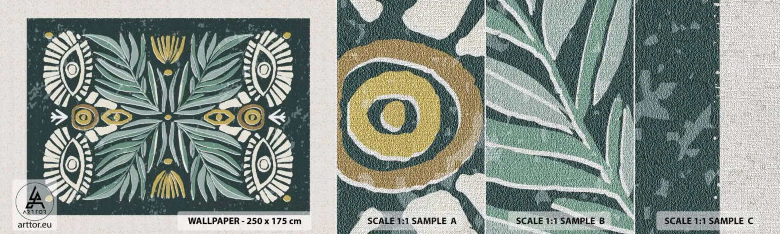 Campione di Fotomurale Premium Canvas - Geometrie di arte popolare - Boho, Modello, Botanica - 100x30 cm