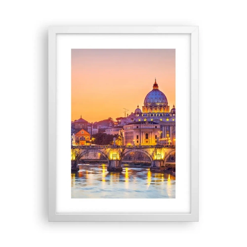 Poster in cornice bianca - Tramonto sulla Città Eterna - 30x40 cm