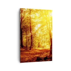 Quadro su tela - Stampe su Tela - Radura autunnale alla luce dorata del sole con un sentiero nel bosco - 80x120cm - Verso la radura dorata - Decorazione murale moderna per soggiorno e camera da letto ARTTOR