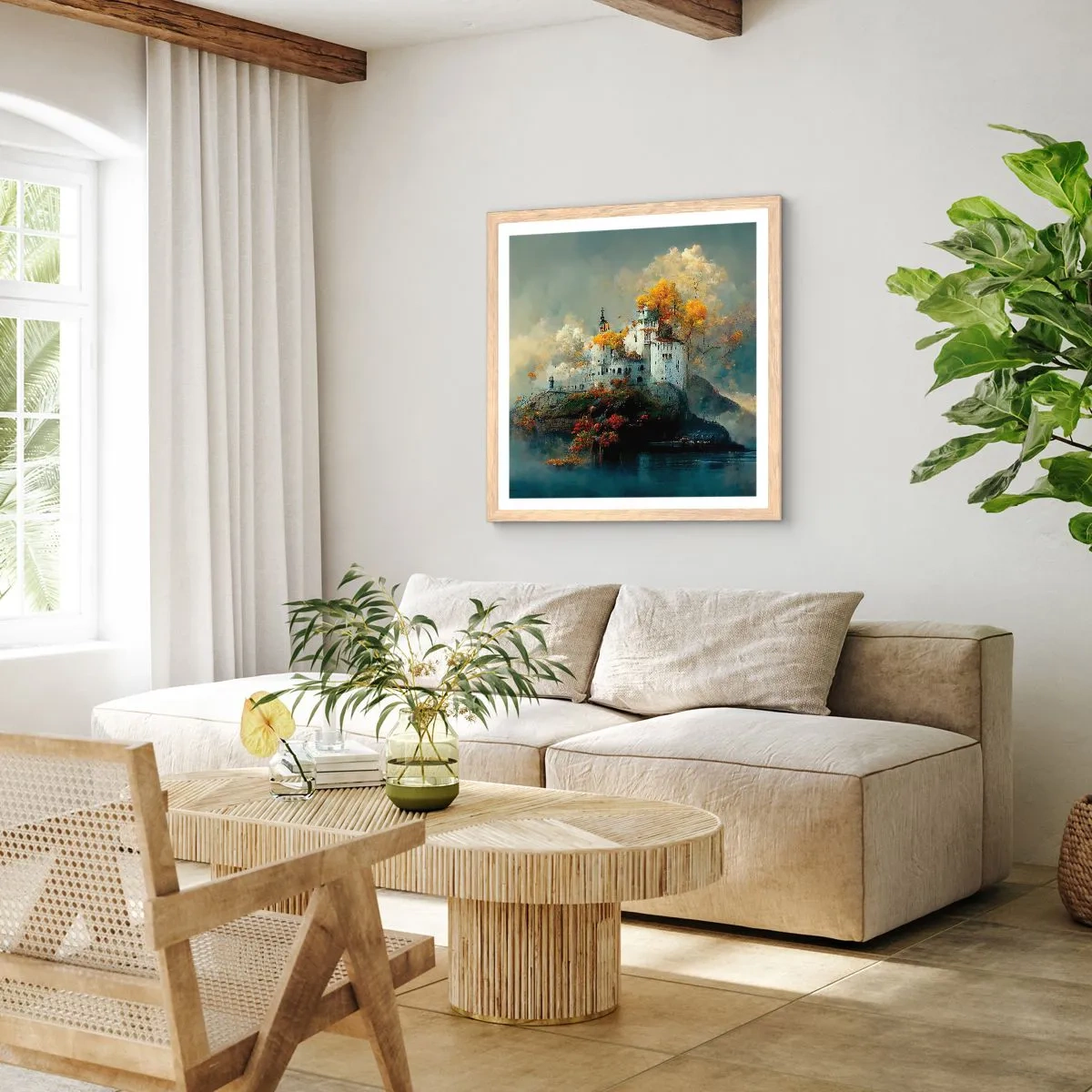 Poster in cornice rovere chiaro - Inizio di una storia romantica - 60x60 cm