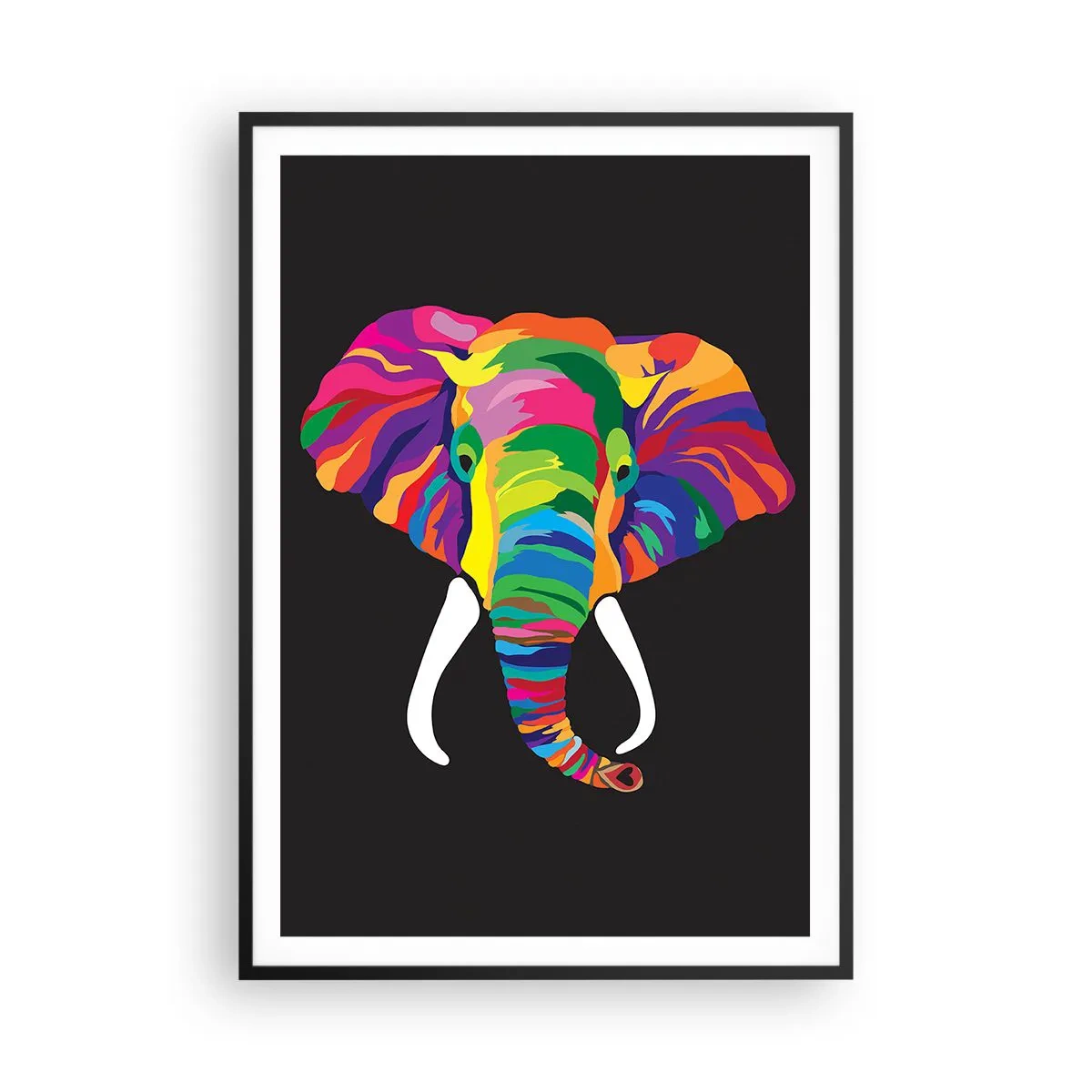 Poster in cornice nera - L'elefante che faceva il bagno nell'arcobaleno - 70x100 cm