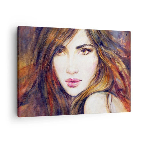 Quadro su tela - Stampe su Tela - Ritratto di donna in stile pittorico - 70x50cm - Un penny per i tuoi pensieri - Decorazione murale moderna per soggiorno e camera da letto ARTTOR