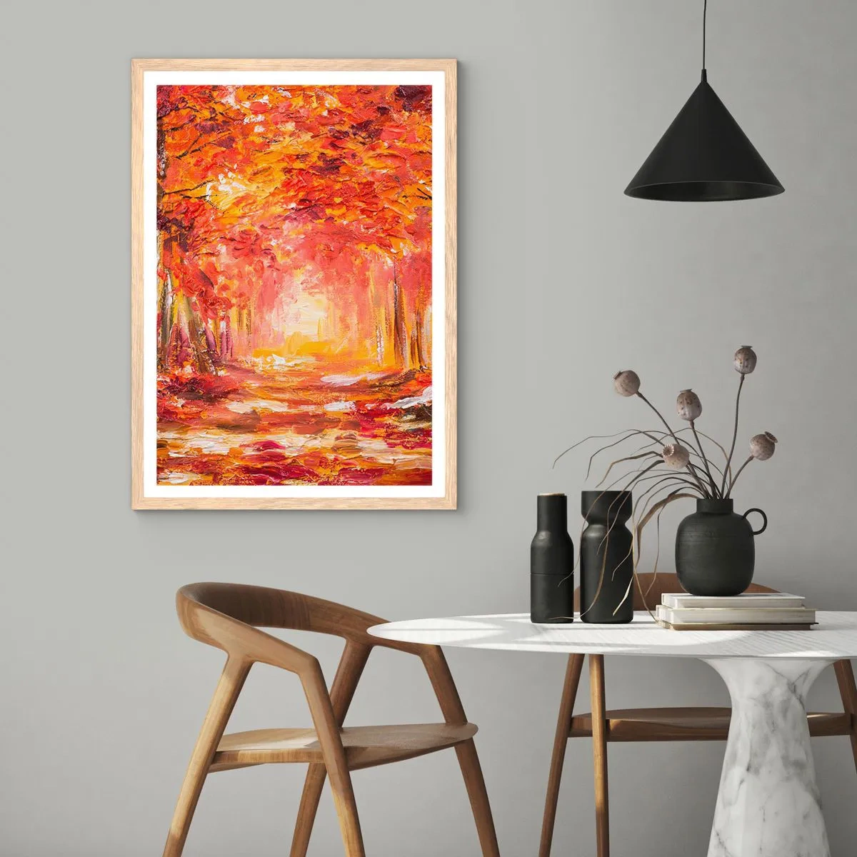 Poster in cornice rovere chiaro - Foresta di rame - 30x40 cm