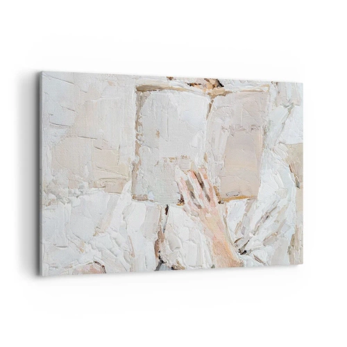 Quadro su tela - Stampe su Tela - Dipinto impressionista raffigurante una mano che tiene un libro aperto. - 120x80cm - In un altro mondo - Decorazione murale moderna per soggiorno e camera da letto ARTTOR