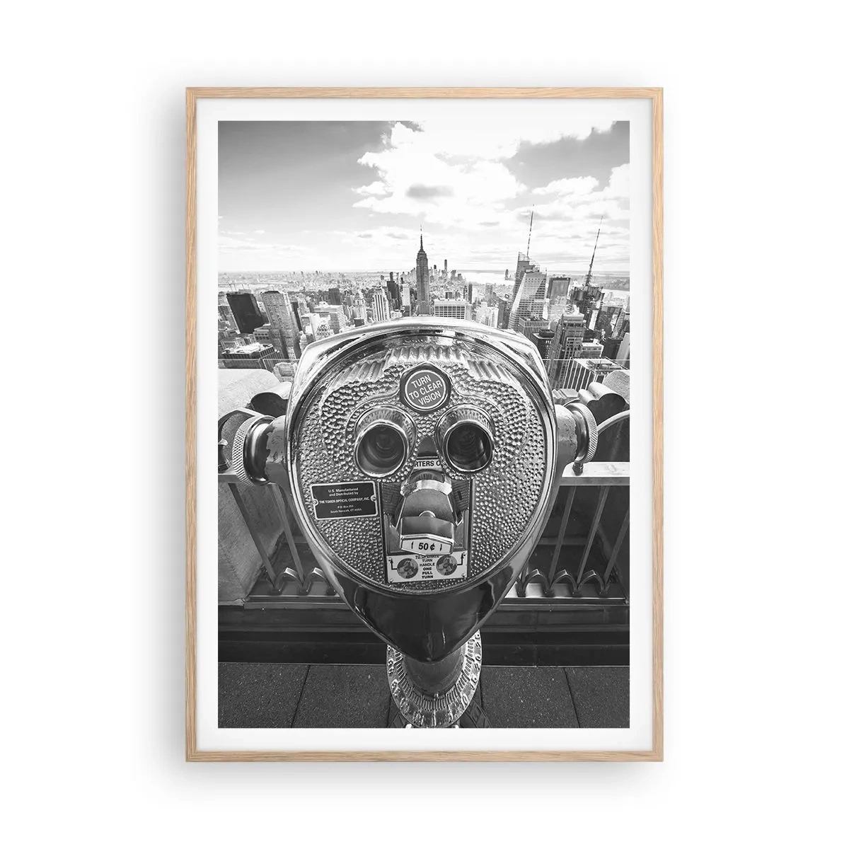 Poster in cornice rovere chiaro - Il centro del mondo - 70x100 cm