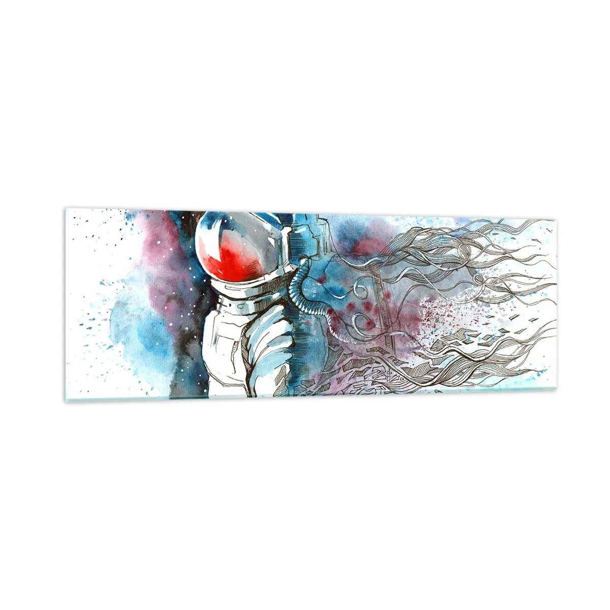 Quadro su vetro - Da solo nel cosmo - 90x30 cm