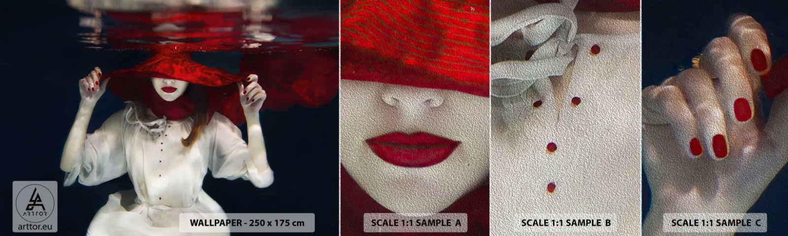 Campione di Fotomurale Premium Sand - Donnagatto - Astrazione, Donna In Un Cappello, Pezzo - 100x30 cm