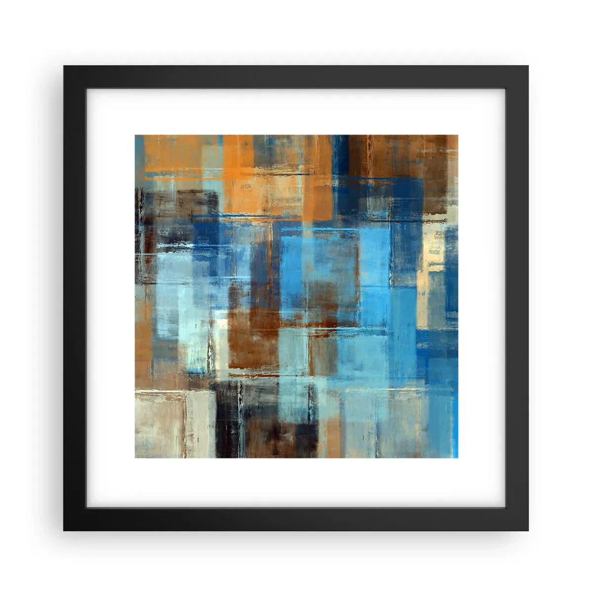 Poster in cornice nera - Attraverso la tenda blu - 30x30 cm