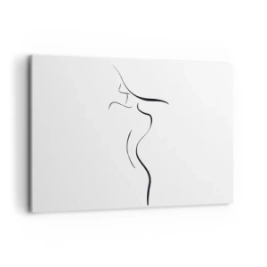 Quadro su tela - Stampe su Tela - Profilo minimalista di una silhouette femminile su uno sfondo bianco - 120x80cm - Inafferrabile come un'onda - Decorazione murale moderna per soggiorno e camera da letto ARTTOR