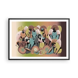 Poster in cornice nera - Arriva la grande festa - 91x61 cm