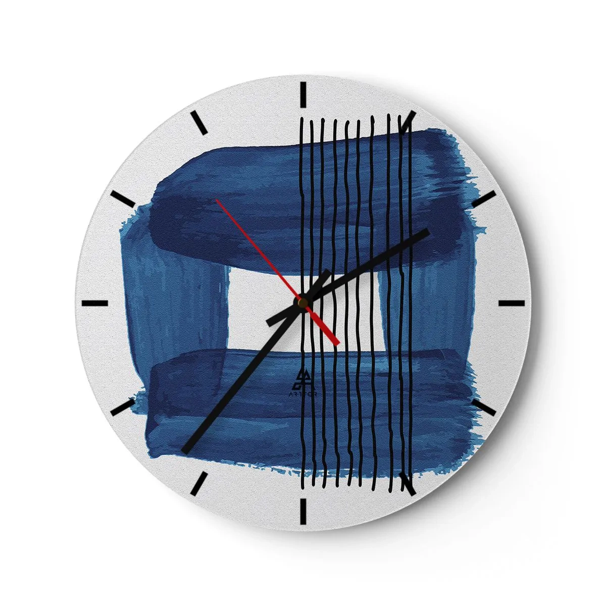Orologio da parete - Orologio in Vetro - Composizione blu e nera - 40x40 cm