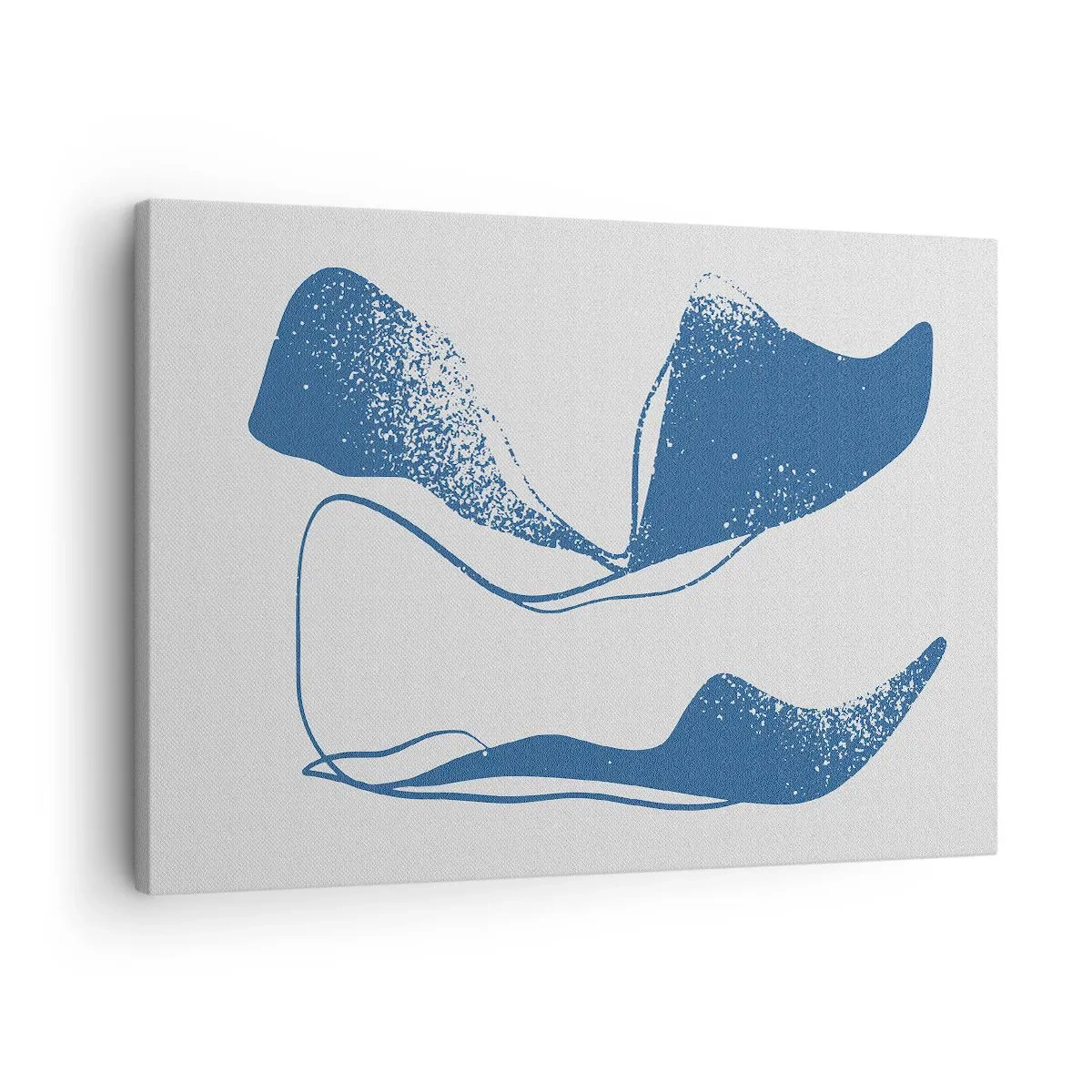 Quadro su tela - Stampe su Tela - Forme astratte in tonalità blu su sfondo bianco - 70x50cm - Astrazione alata - Decorazione murale moderna per soggiorno e camera da letto ARTTOR