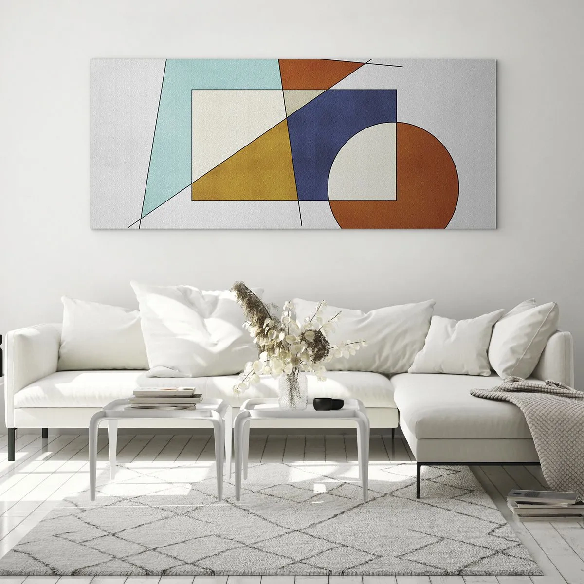 Quadro su vetro - Astrazione: gioco modernista - 100x40 cm