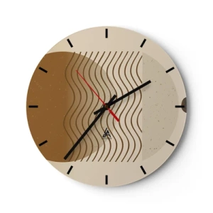 Orologio da parete - Orologio in Vetro - Cerchi astratti nei toni del rosso e del blu su sfondo nero - 30x30cm - Sull'origine delle figure geometriche - Decorazione murale moderna per soggiorno, cucina e camera da letto ARTTOR