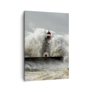Quadro su tela - Stampe su Tela - Un faro circondato da onde agitate durante una tempesta - 50x70cm - L'ira dell'oceano - Decorazione murale moderna per soggiorno e camera da letto ARTTOR