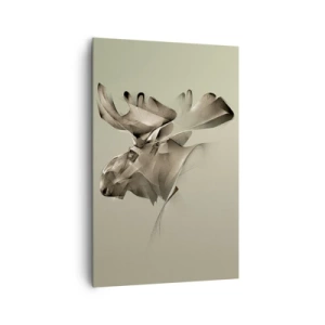 Quadro su tela - Stampe su Tela - Un'immagine astratta di un alce su uno sfondo minimalista - 80x120cm - La forza mite della tranquillità - Decorazione murale moderna per soggiorno e camera da letto ARTTOR