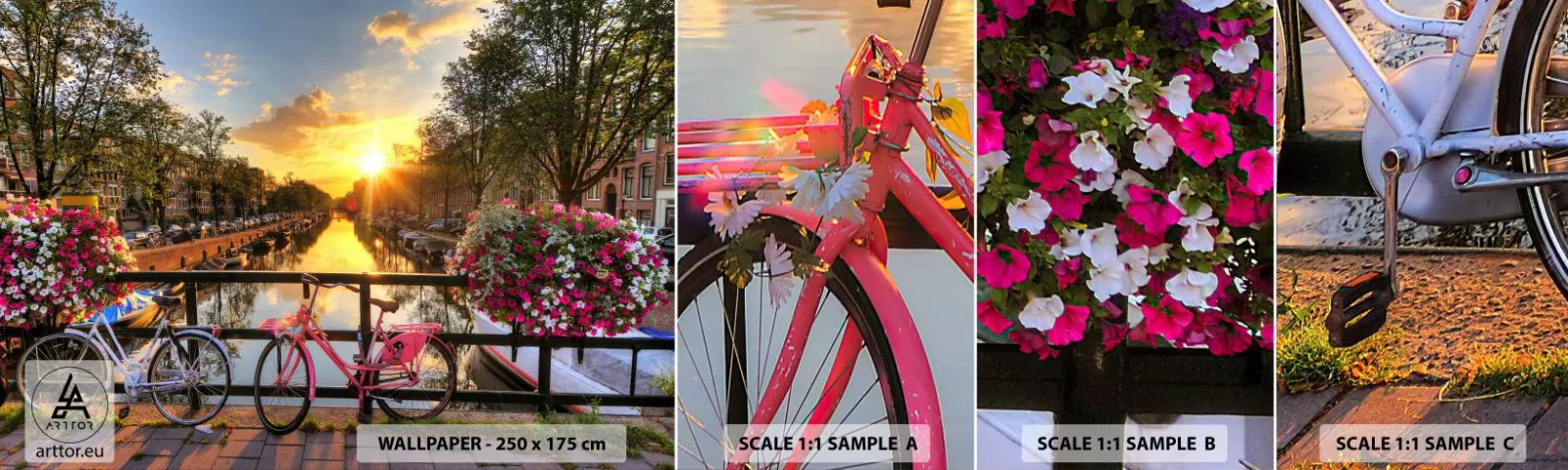 Campione di Fotomurale Adesivo Deluxe Sticker - Mattino di primavera ad Amsterdam - Città, Amsterdam, Architettura - 100x30 cm