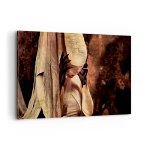 Quadro su tela - Stampe su Tela - Una donna con un velo e uno stile misterioso su uno sfondo scuro - 100x70cm - Tra il bene e il male - Decorazione murale moderna per soggiorno e camera da letto ARTTOR