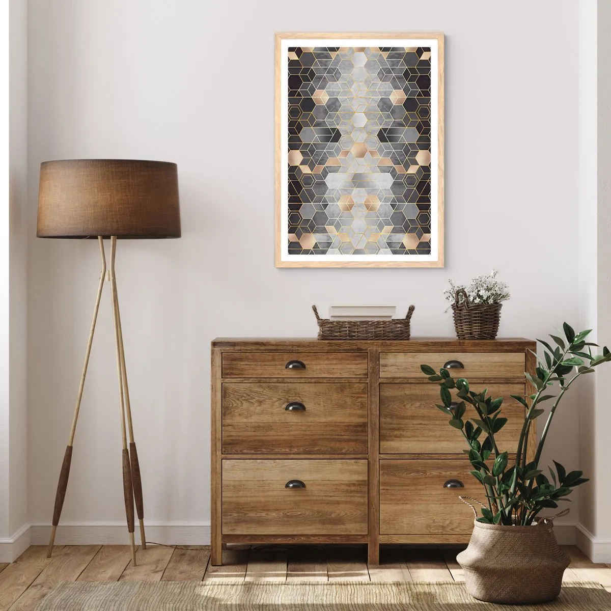 Poster in cornice rovere chiaro - Composizione di diamante - 40x50 cm