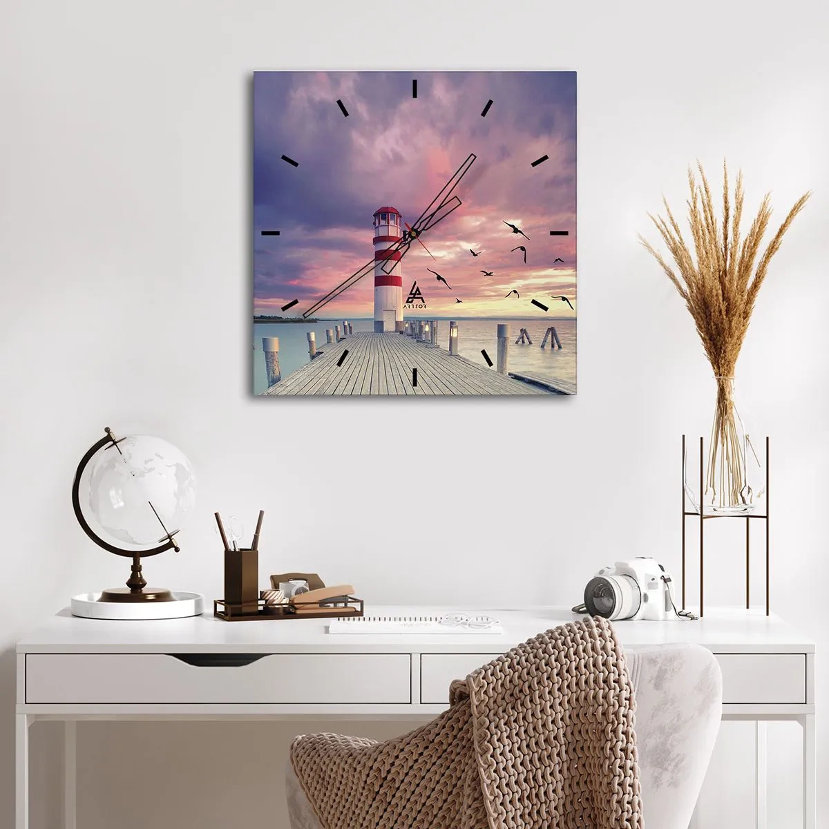 Orologio da parete - Orologio in Vetro - Tempo di tornare in porto - 40x40 cm