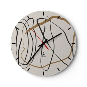 Orologio da parete - Orologio in Vetro - Linee astratte e danzanti su uno sfondo chiaro - 30x30cm - Composizione: danza intricata - Decorazione murale moderna per soggiorno, cucina e camera da letto ARTTOR