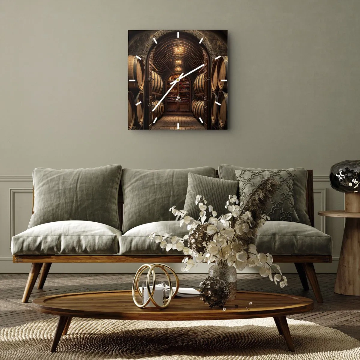 Orologio da parete - Orologio in Vetro - L'atmosfera della cantina - 40x40 cm